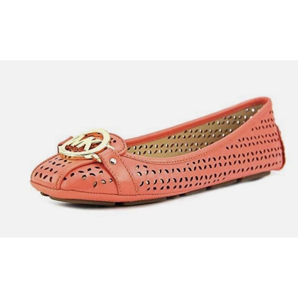 Women's Shoes Michael Kors Fulton Moc Flat Shoes Leather Sienna‎ Orange Size 8